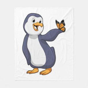 Pinguïn met vlinder fleece deken