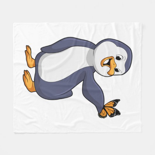 Pinguïn met vlinder fleece deken (Voorkant (Horizontaal))