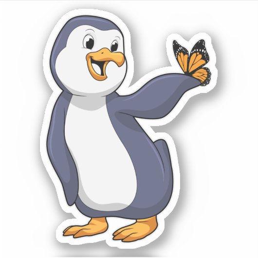 Pinguïn met vlinder sticker (Voorkant)