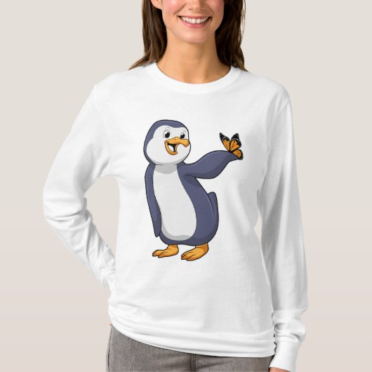 Pinguïn met vlinder t-shirt (Voorkant)