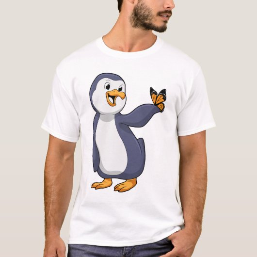 Pinguïn met vlinder t-shirt (Voorkant)