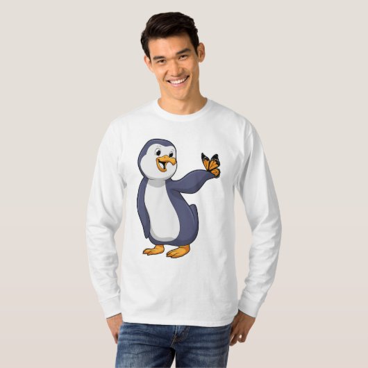 Pinguïn met vlinder t-shirt (Voorkant volledig)