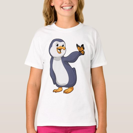 Pinguïn met vlinder t-shirt (Voorkant)