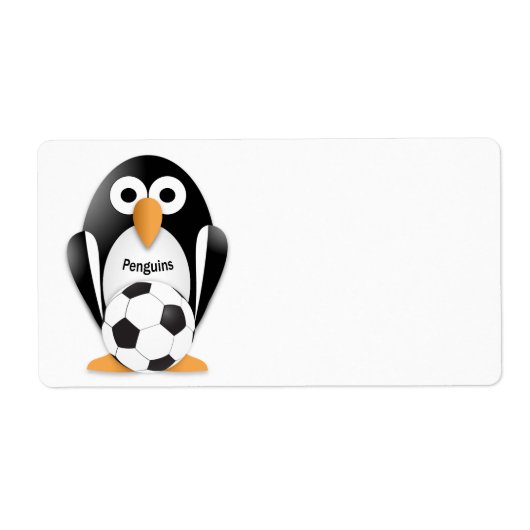 Pinguïn met voetbal etiket (Voorkant)