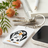 Pinguïn met voetbal sleutelhanger (Voorkant Rechts)