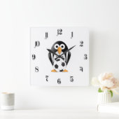 Pinguïn met voetbal vierkante klok (Huis)