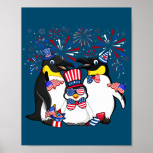 Pinguïn met vuurwerk zonnebril Pet Merica 4th Poster
