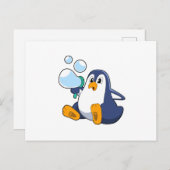 Pinguïn met Zeepbellen.PNG Briefkaart (Voorkant / Achterkant)