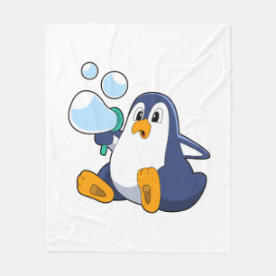Pinguïn met zeepbellen.PNG Fleece Deken