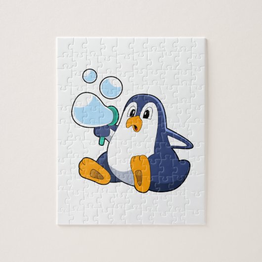 Pinguïn met zeepbellen.PNG Legpuzzel (Verticaal)