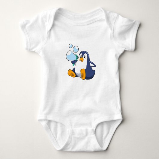 Pinguïn met zeepbellen.PNG Romper (Voorkant)