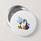 Pinguïn met zeepbellen.PNG Ronde Button 7,6 Cm (Voorkant /achterkant)