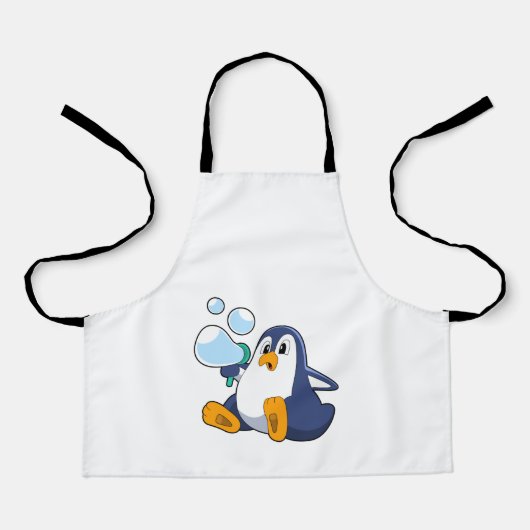 Pinguïn met zeepbellen.PNG Schort (Voorkant)