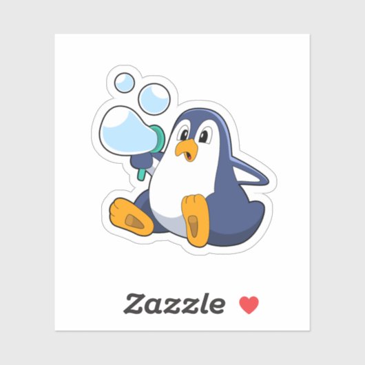 Pinguïn met zeepbellen.PNG Sticker (Vel)