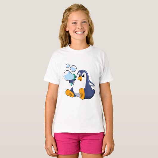 Pinguïn met zeepbellen.PNG T-shirt (Voorkant volledig)
