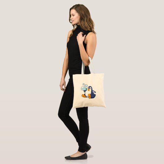 Pinguïn met zeepbellen.PNG Tote Bag (Voorkant (model))