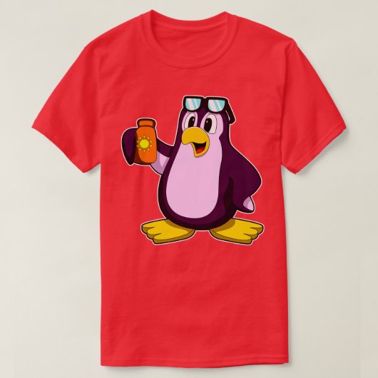 Pinguïn met zonnebrandcrème Zonnebril T-shirt (Design voorkant)