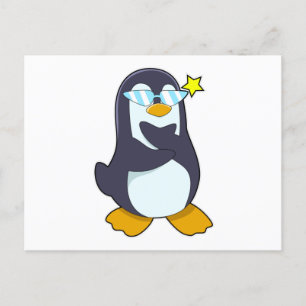 Pinguïn met zonnebril briefkaart