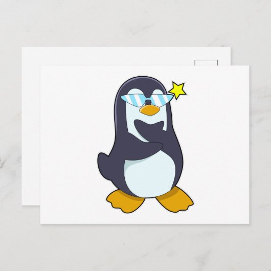 Pinguïn met zonnebril briefkaart (Voorkant / Achterkant)