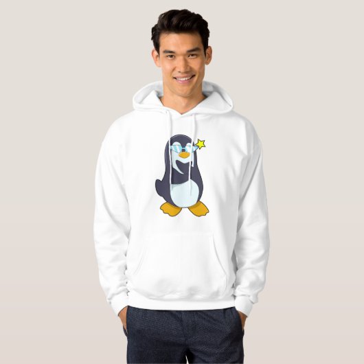 Pinguïn met zonnebril hoodie (Voorkant volledig)