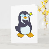 Pinguïn met zonnebril kaart (Gele Bloem)