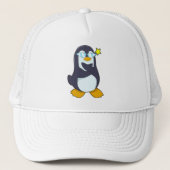 Pinguïn met zonnebril trucker pet (Voorkant)