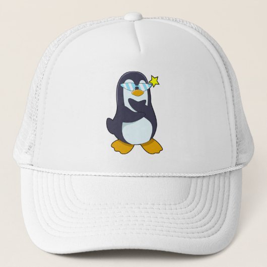 Pinguïn met zonnebril trucker pet (Voorkant)