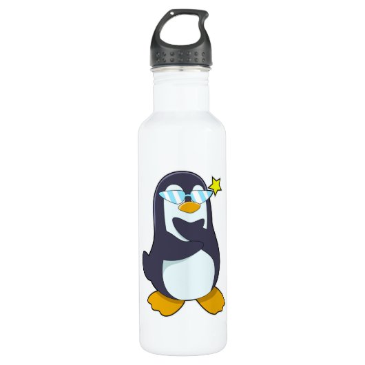 Pinguïn met zonnebril waterfles  (Voorkant)