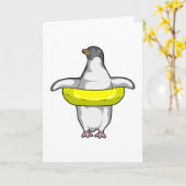 Pinguïn met zwemband kaart (Gele Bloem)