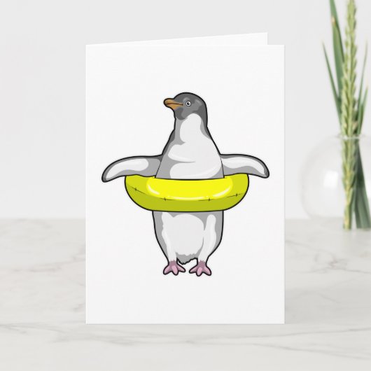 Pinguïn met zwemring kaart (Voorkant)