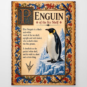 Pinguïn, Middeleeuwse Bestiarium Kunst Briefkaart