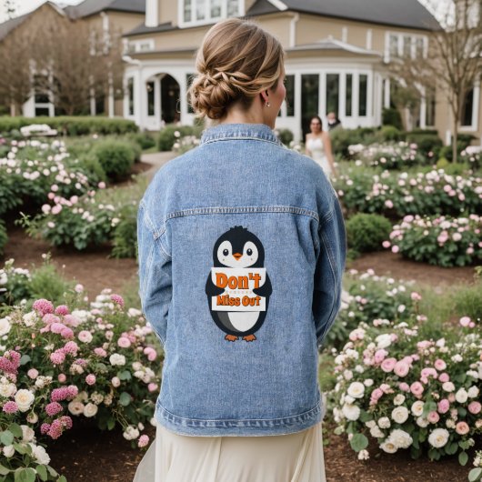 Pinguïn Mis Niks Kussenhoes Denim Jacket (Huwelijk Achterkant)