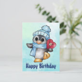 Pinguin mit herz briefkaart (Staand voorkant)