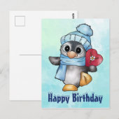 Pinguin mit herz briefkaart (Voorkant / Achterkant)