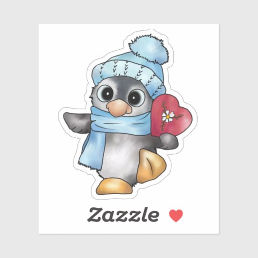 Pinguin mit Herz Sticker (Vel)
