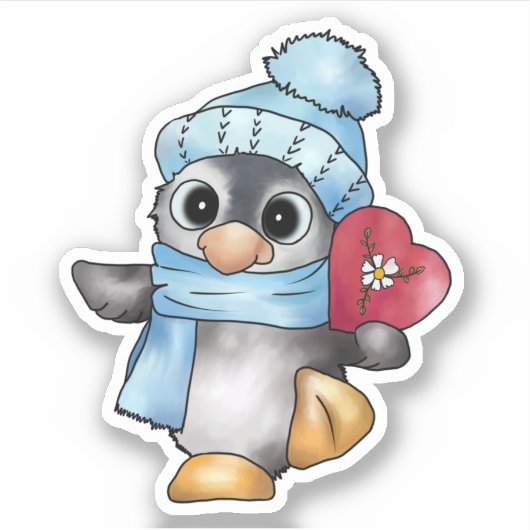 Pinguin mit Herz Sticker (Voorkant)