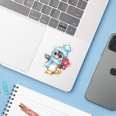 Pinguin mit Herz Sticker (Laptop met iPhone)