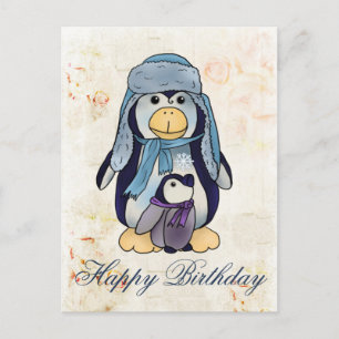 Pinguin mit Kind Briefkaart