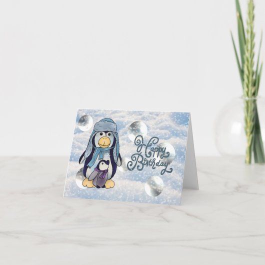 Pinguin mit Kind Karte Kaart (Voorkant)