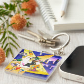 Pinguin mit Koffer Acryl Schlüsselanhänger Sleutelhanger (Voorkant Rechts)