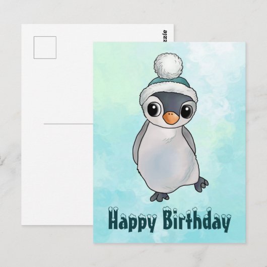 Pinguin mit Mütze Briefkaart (Voorkant / Achterkant)