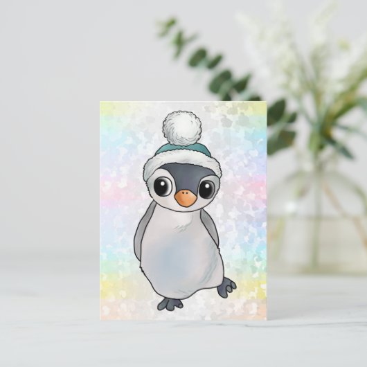 Pinguin mit Mütze Briefkaart (Staand voorkant)
