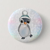 Pinguin mit Mütze Ronde Button 5,7 Cm (Voorkant)
