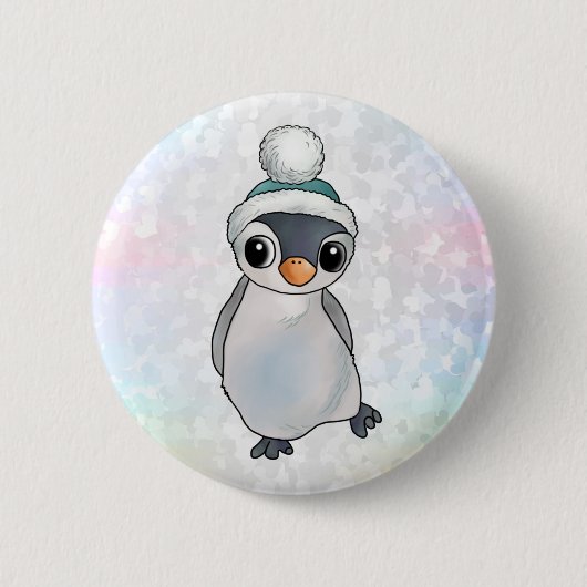 Pinguin mit Mütze Ronde Button 5,7 Cm (Voorkant)