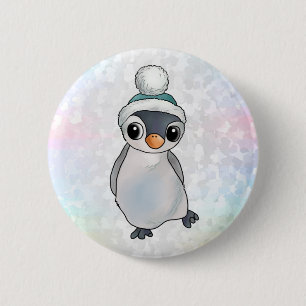 Pinguin mit Mütze Ronde Button 5,7 Cm