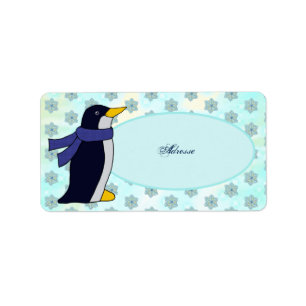 Pinguin mit Schal Adressaufkleber Etiket
