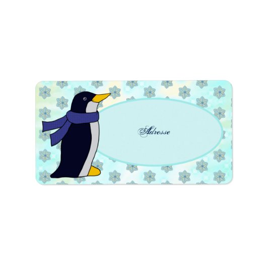 Pinguin mit Schal Adressaufkleber Etiket (Voorkant)