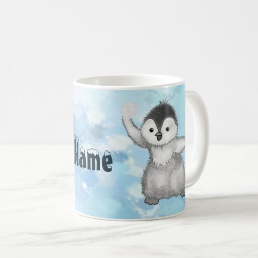 Pinguin mit Schneeball Kaffeetasse Koffiemok (Voorkant rechts)