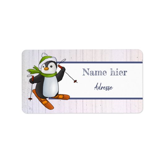 Pinguin mit Ski Etiket (Voorkant)