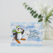 Pinguin mit Ski Karte Briefkaart (Staand voorkant)